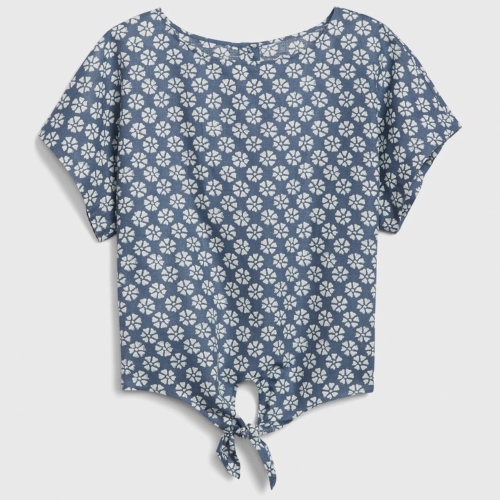 New without tags GAP Tie Front Print Top in Blue Floral